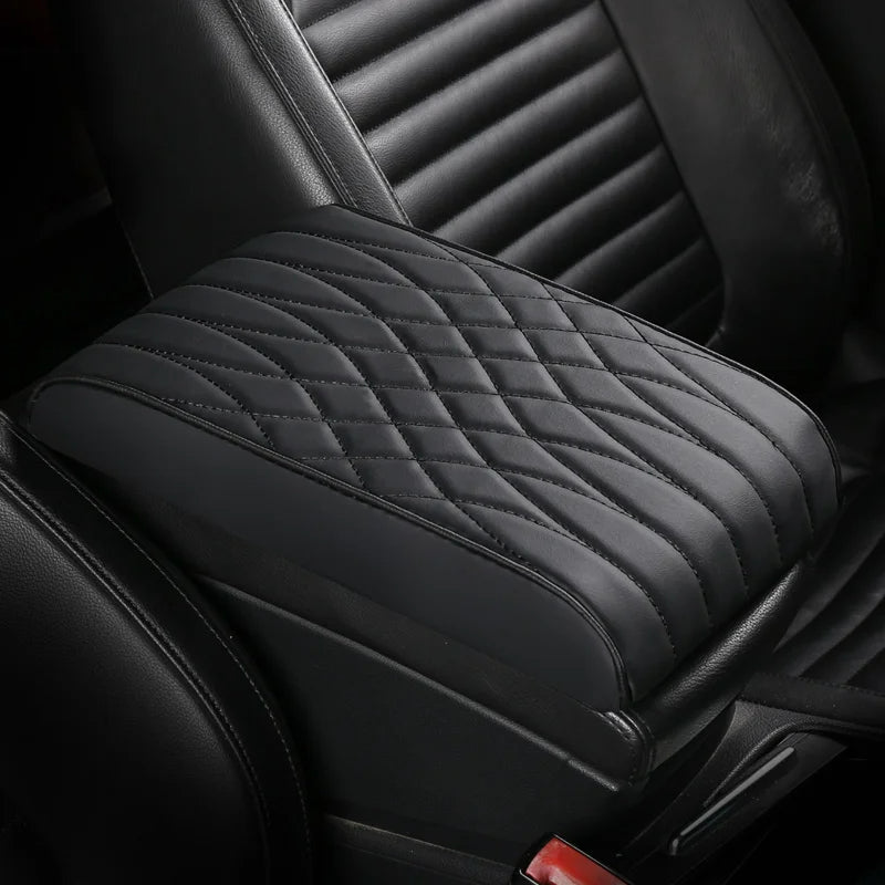 Nappa Leather Memory Foam Car Armrest Box Booster Cushion - Tslaup