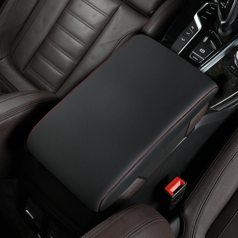 Universal Center Console Armrest Cushion Booster Cushion for Added Support Nappa Leather 32*15*5 - Tslaup