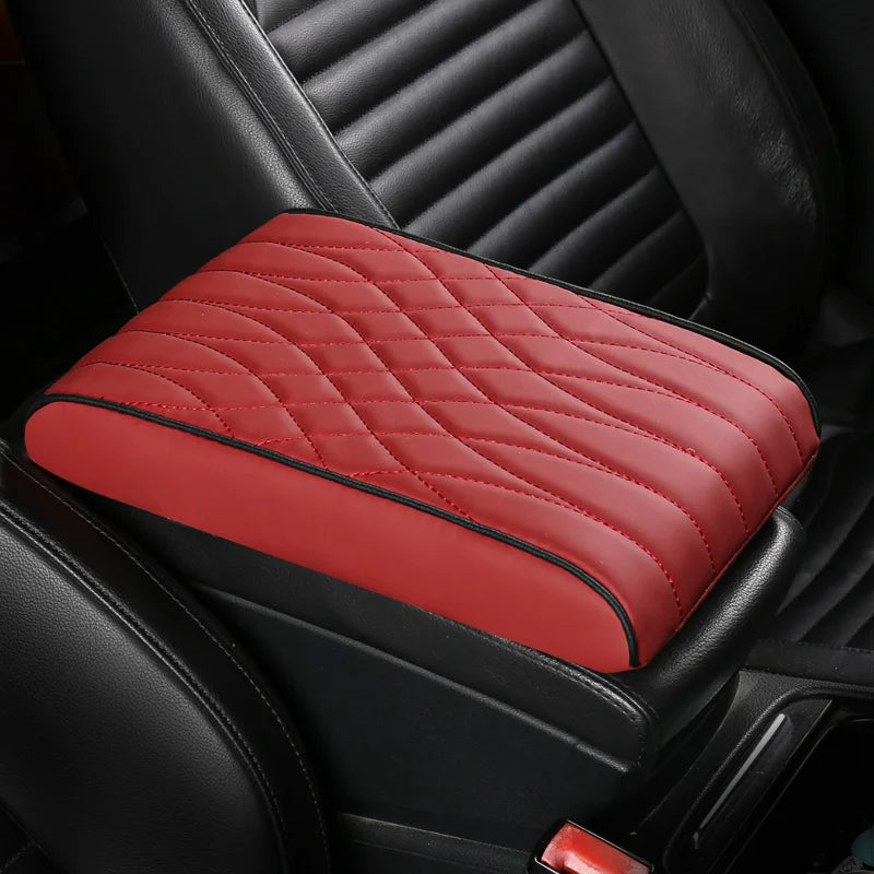 Nappa Leather Memory Foam Car Armrest Box Booster Cushion - Tslaup