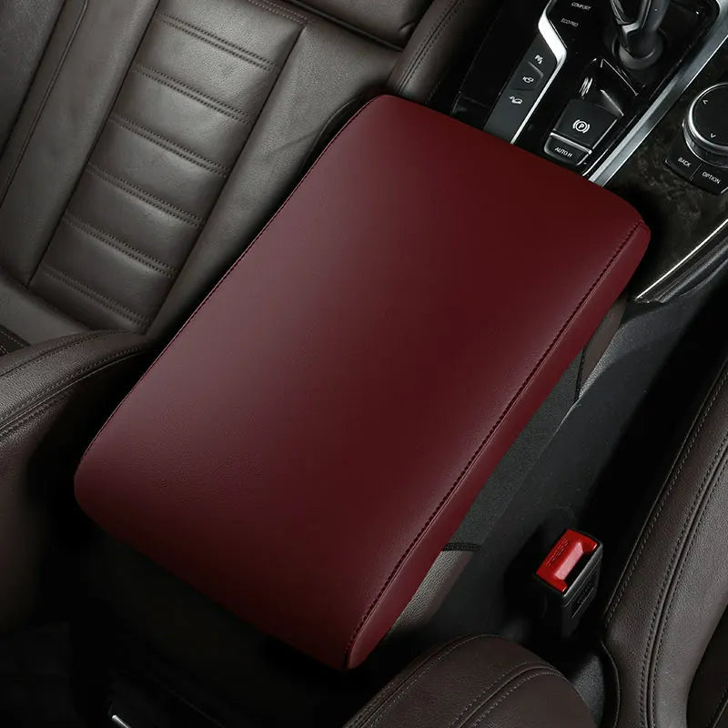 Universal Center Console Armrest Cushion Booster Cushion for Added Support Nappa Leather 32*15*5 - Tslaup
