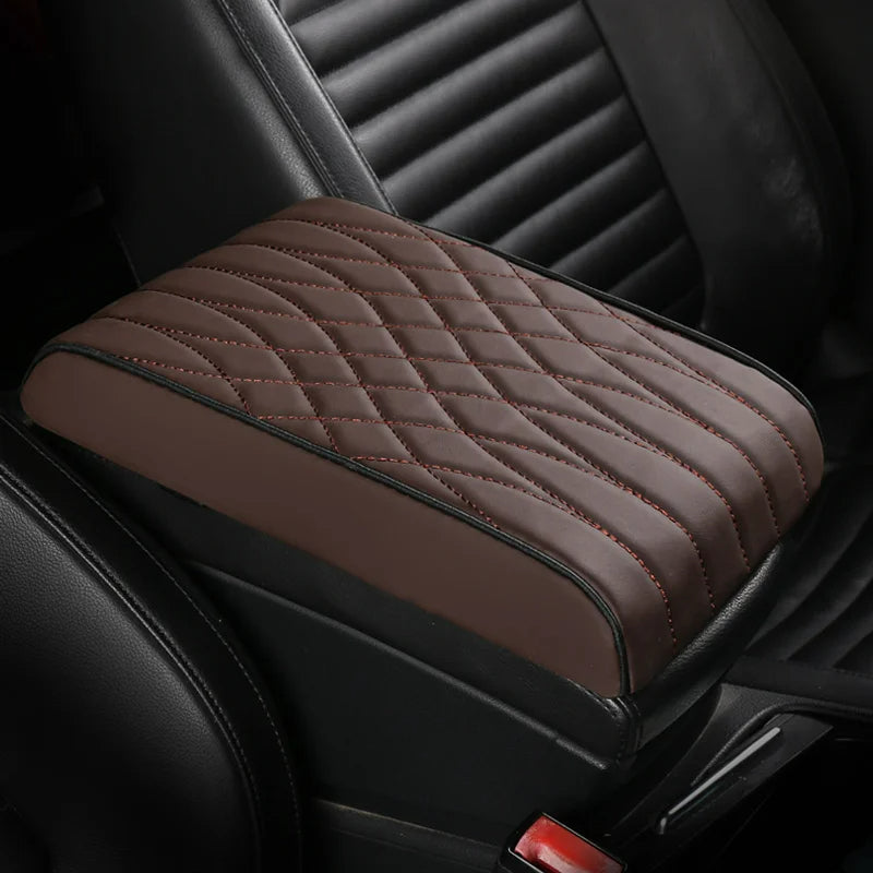 Nappa Leather Memory Foam Car Armrest Box Booster Cushion - Tslaup