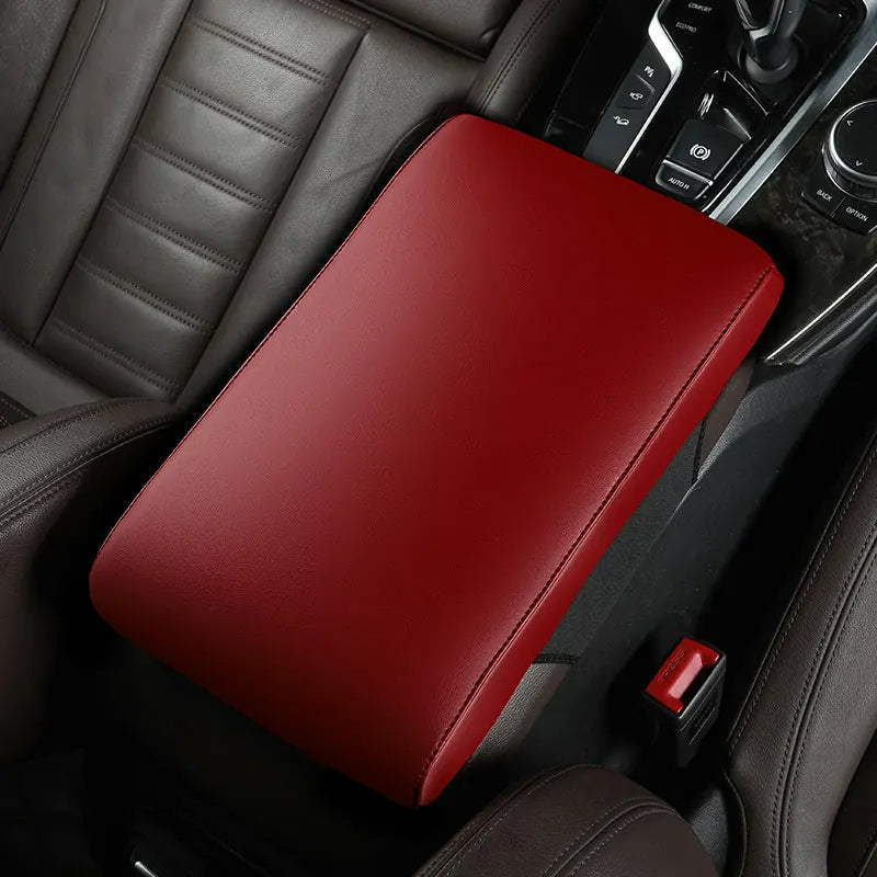 Universal Center Console Armrest Cushion Booster Cushion for Added Support Nappa Leather 32*15*5 - Tslaup