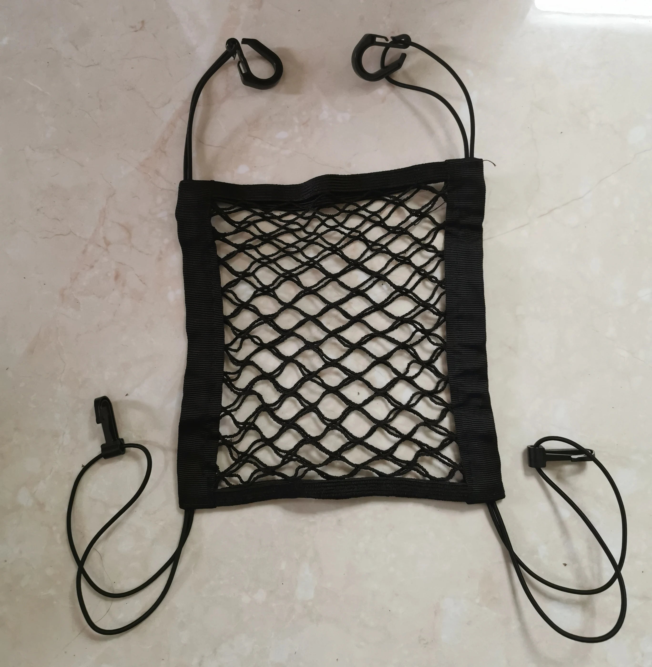 Black Organizer Seat Back Storage Elastic Mesh Net Bag Between Luggage 30*23CM - Tslaup