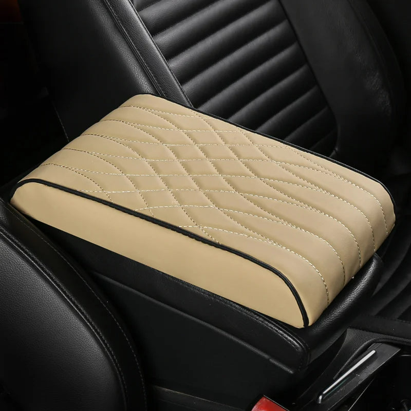 Nappa Leather Memory Foam Car Armrest Box Booster Cushion - Tslaup
