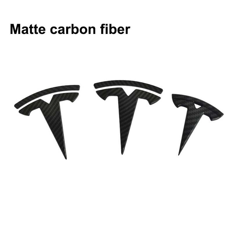 3Pcs Tesla Model 3 Y Emblem Steering Wheel + Front and Rear Tail Logo 2018-2023 - Tslaup