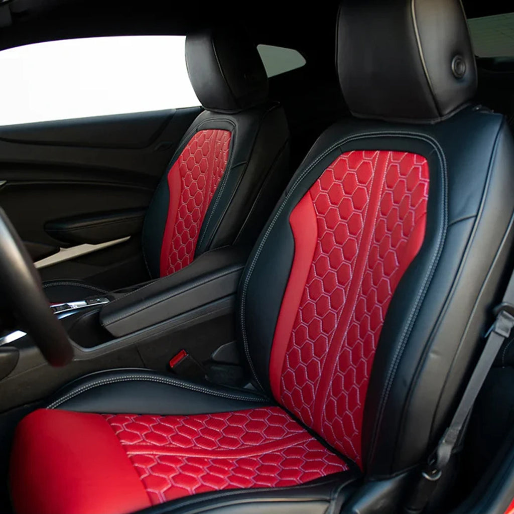 Custom Seat Cover for 2010-2015 Chevrolet Camaro Full Nappa and Genuine Leather - Tslaup