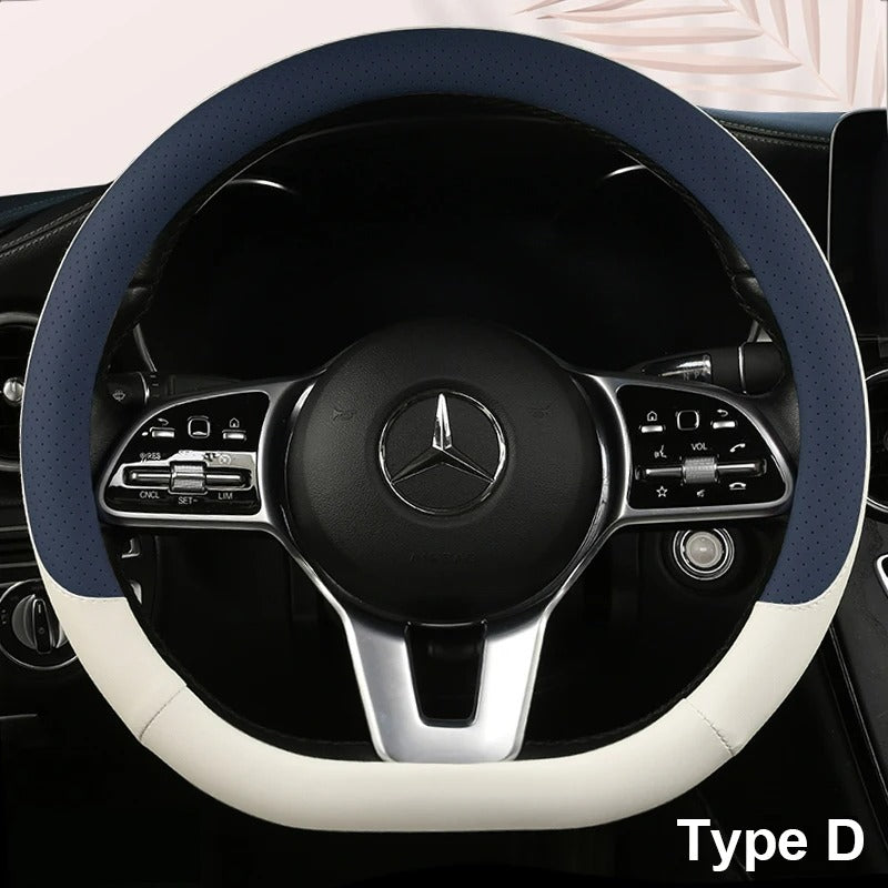 Car Anti-Slip Leather Steering Wheel Cover 38cm Type O D