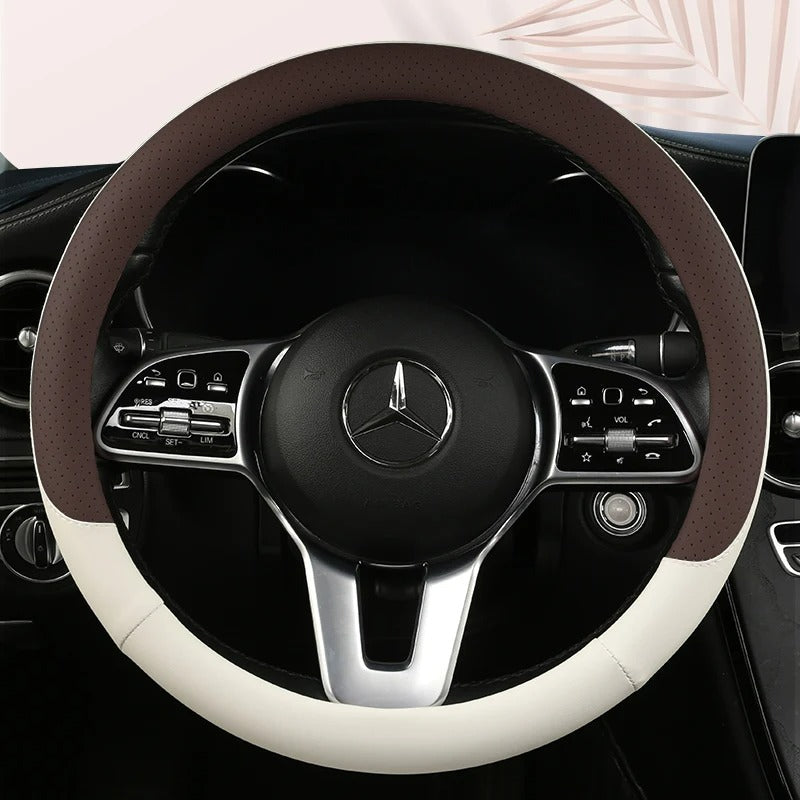 Car Anti-Slip Leather Steering Wheel Cover 38cm Type O D