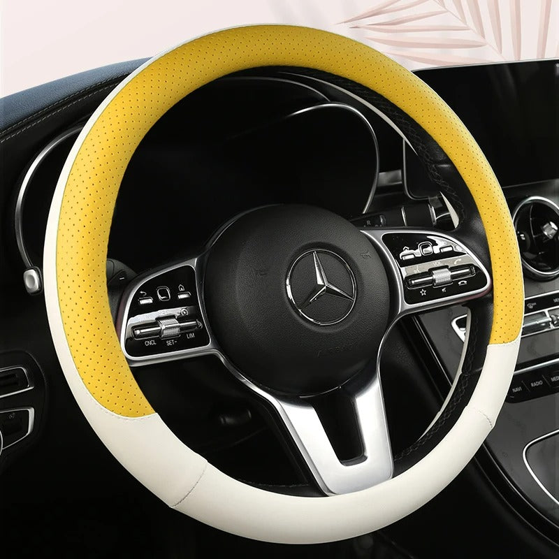 Car Anti-Slip Leather Steering Wheel Cover 38cm Type O D