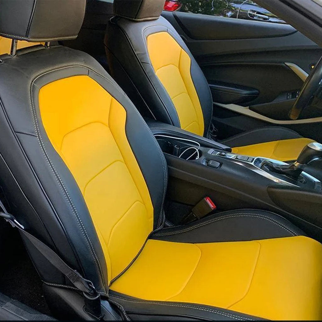 Custom Seat Cover for 2010-2015 Chevrolet Camaro Full Nappa and Genuine Leather - Tslaup