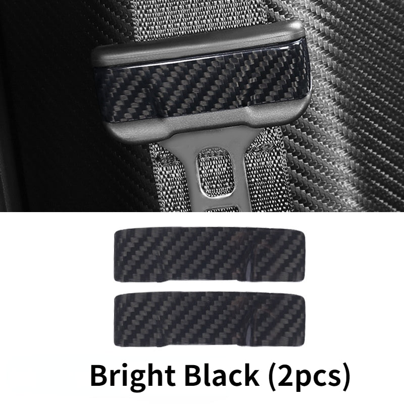 Real Carbon Fiber Safety Belt Buckle Decoration Sticker Patch Shell for Tesla Model 3 2017-2021 2022 Model Y Car Interior - Tslaup