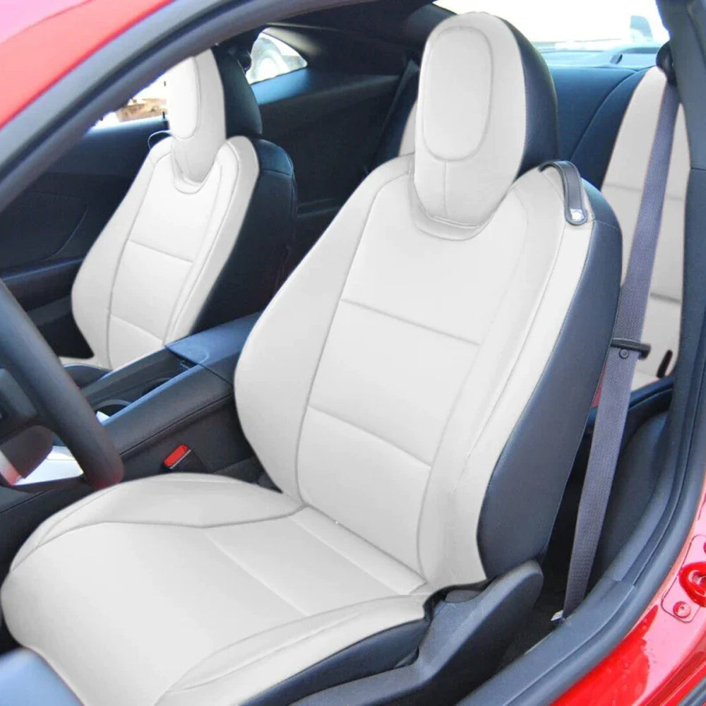 Custom Seat Cover for 2010-2015 Chevrolet Camaro Full Nappa and Genuine Leather - Tslaup