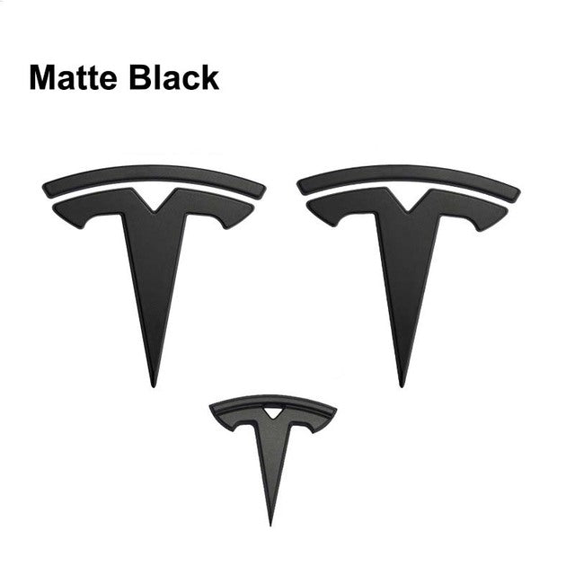 3Pcs Tesla Model 3 Y Emblem Steering Wheel + Front and Rear Tail Logo 2018-2023 - Tslaup