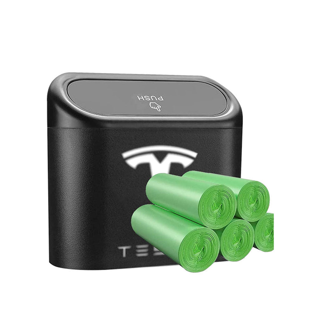 Car Trash Bin Storage Box with 1 Rolls of Garbage Bags for Tesla Model 3 Model Y Model S Model X - Tslaup