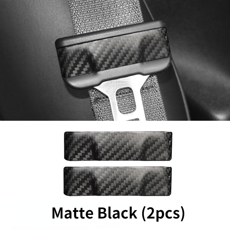 Real Carbon Fiber Safety Belt Buckle Decoration Sticker Patch Shell for Tesla Model 3 2017-2021 2022 Model Y Car Interior - Tslaup