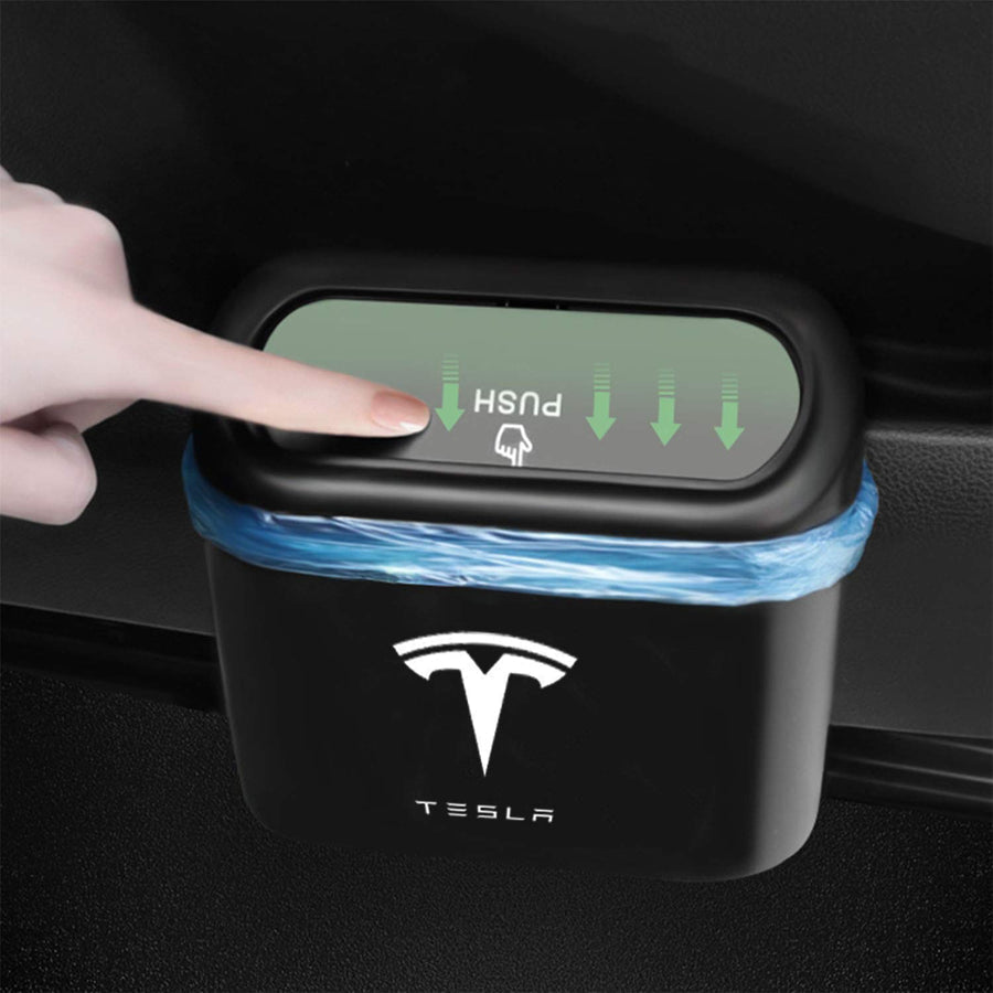 Car Trash Bin Storage Box with 1 Rolls of Garbage Bags for Tesla Model 3 Model Y Model S Model X - Tslaup
