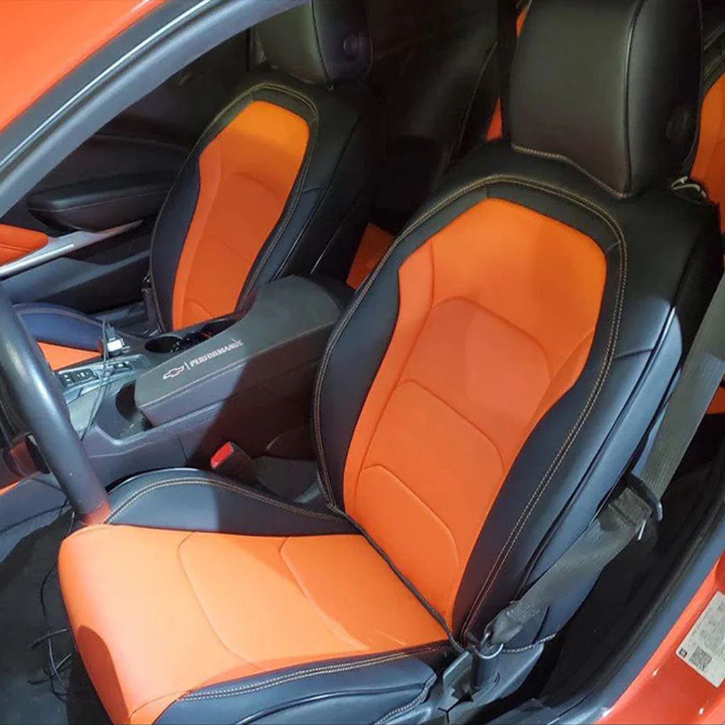 Custom Seat Cover for 2010-2015 Chevrolet Camaro Full Nappa and Genuine Leather - Tslaup