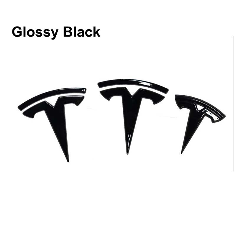 3Pcs Tesla Model 3 Y Emblem Steering Wheel + Front and Rear Tail Logo 2018-2023 - Tslaup
