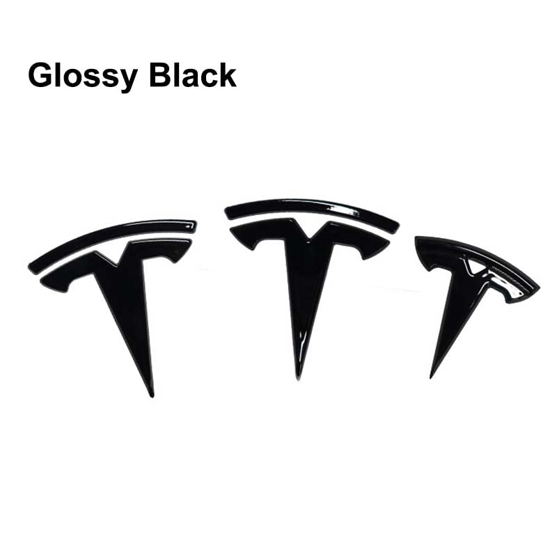 3Pcs Tesla Model 3 Y Emblem Steering Wheel + Front and Rear Tail Logo 2018-2023 - Tslaup