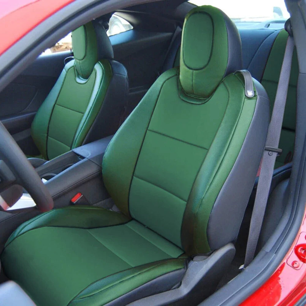 Custom Seat Cover for 2010-2015 Chevrolet Camaro Full Nappa and Genuine Leather - Tslaup