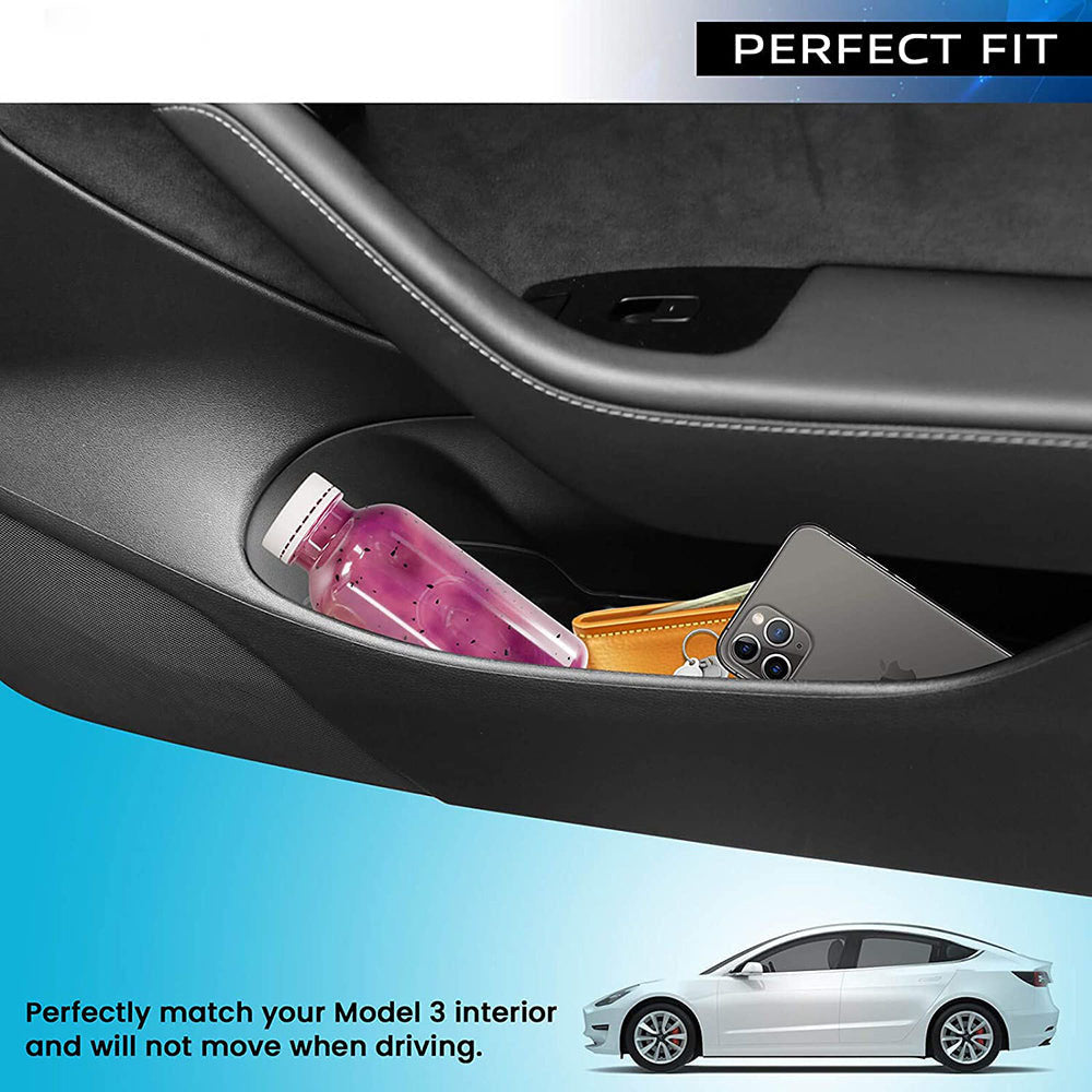 Car Door Storage Box Protection TPE Storage Slot Car for Tesla Model 3 2017-2023 (4 Pcs) - Tslaup