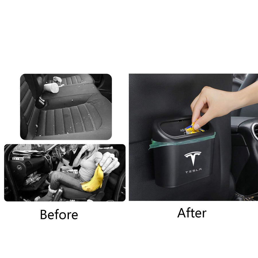 Car Trash Bin Storage Box with 1 Rolls of Garbage Bags for Tesla Model 3 Model Y Model S Model X - Tslaup