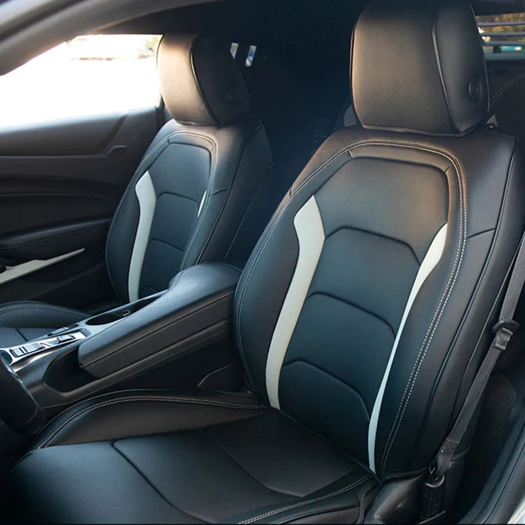 Custom Seat Cover for 2010-2015 Chevrolet Camaro Full Nappa and Genuine Leather - Tslaup