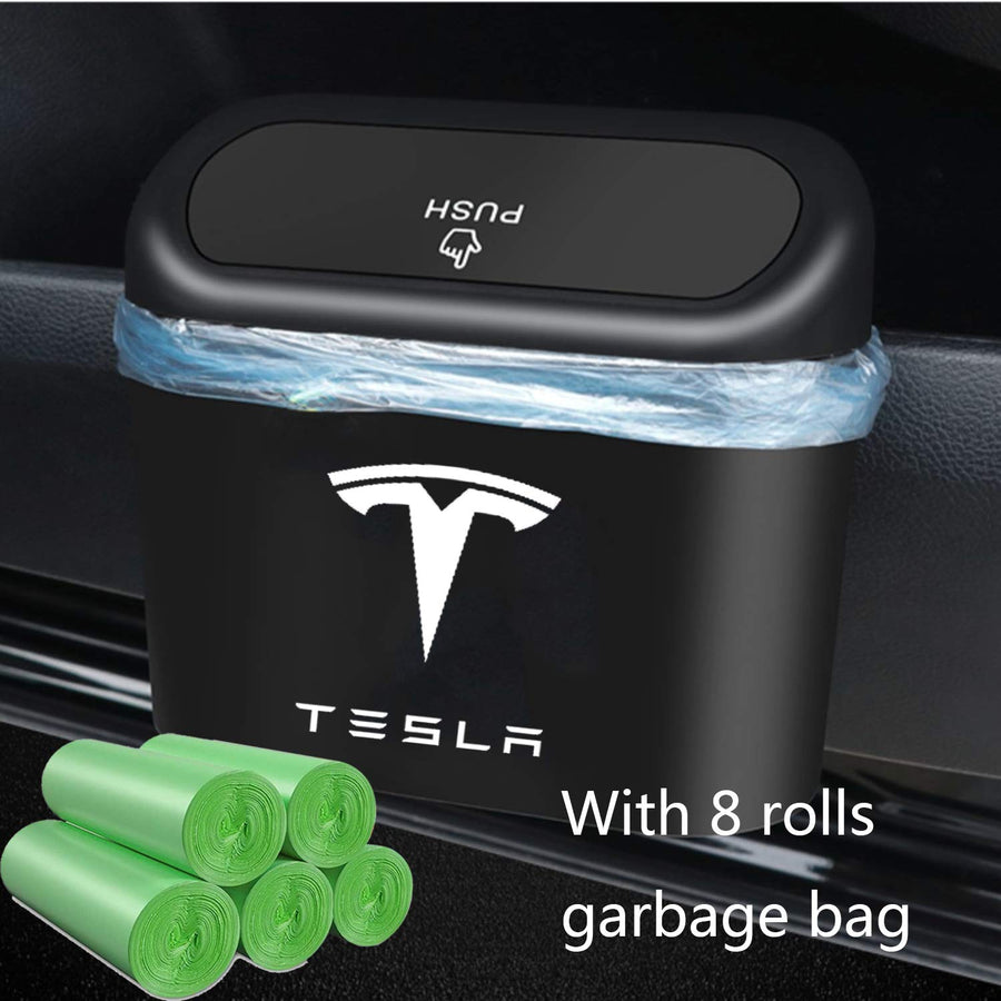 Car Trash Bin Storage Box with 1 Rolls of Garbage Bags for Tesla Model 3 Model Y Model S Model X - Tslaup