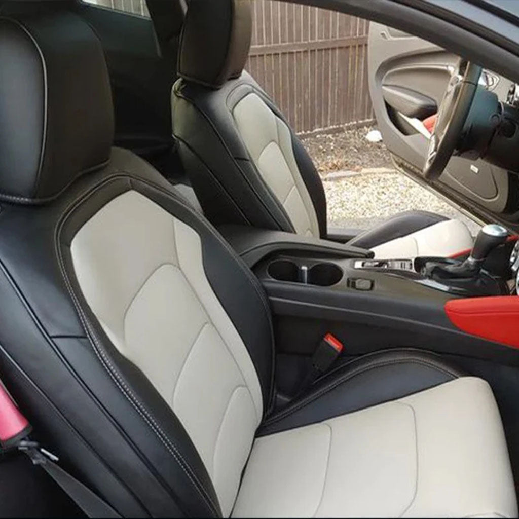 Custom Seat Cover for 2010-2015 Chevrolet Camaro Full Nappa and Genuine Leather - Tslaup