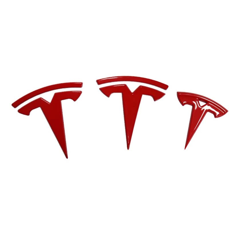 3Pcs Tesla Model 3 Y Emblem Steering Wheel + Front and Rear Tail Logo 2018-2023 - Tslaup
