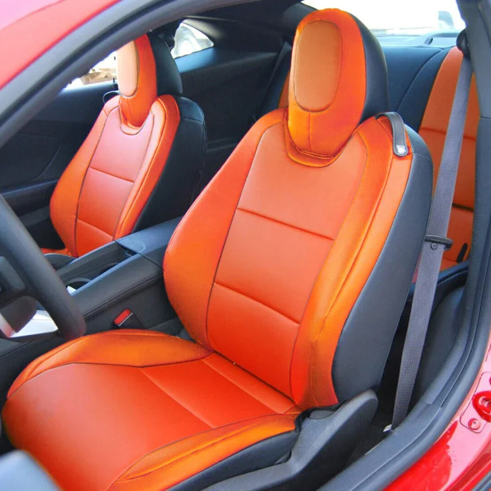Custom Seat Cover for 2010-2015 Chevrolet Camaro Full Nappa and Genuine Leather - Tslaup