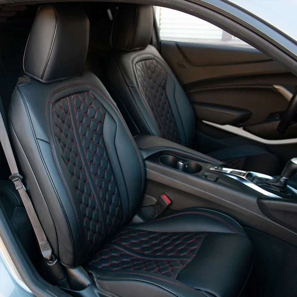 Custom Seat Cover for 2010-2015 Chevrolet Camaro Full Nappa and Genuine Leather - Tslaup