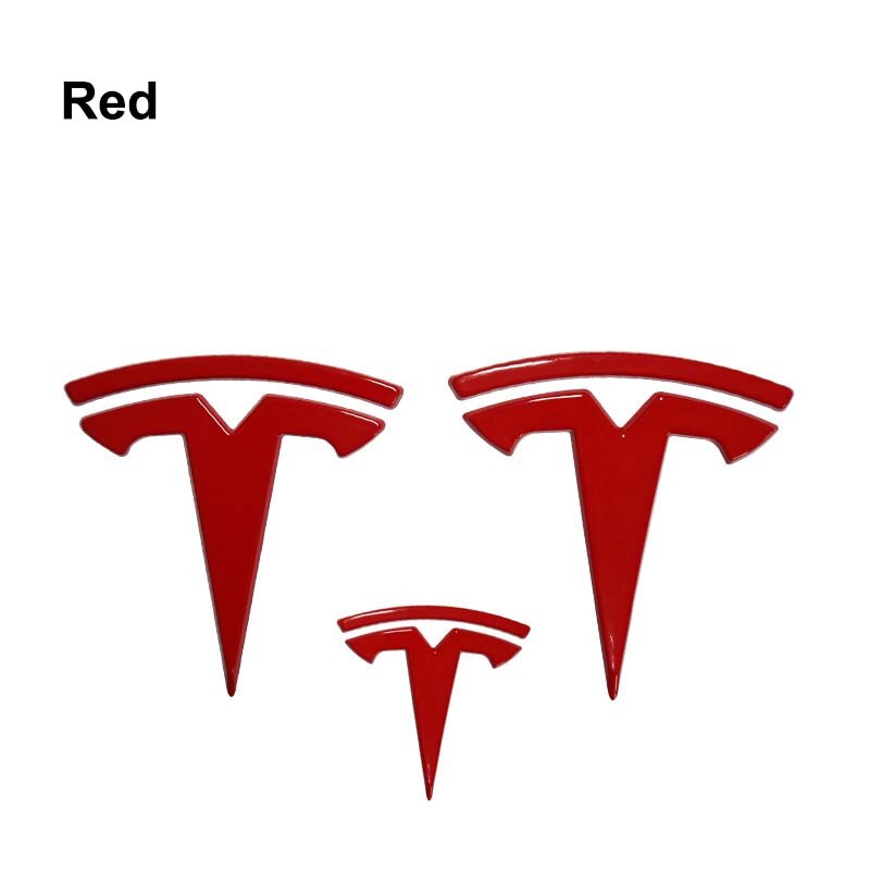 3Pcs Tesla Model 3 Y Emblem Steering Wheel + Front and Rear Tail Logo 2018-2023 - Tslaup