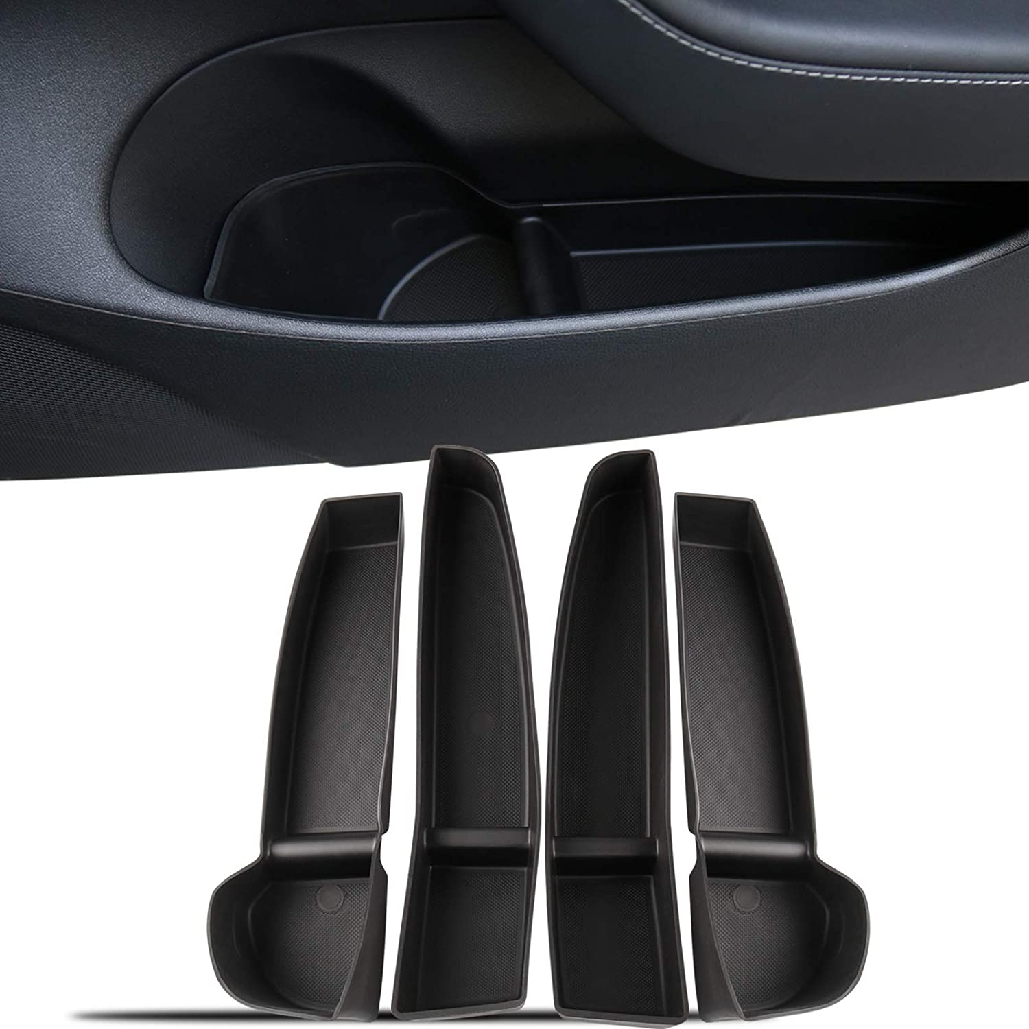 Car Door Storage Box Protection TPE Storage Slot Car for Tesla Model 3 2017-2023 (4 Pcs) - Tslaup