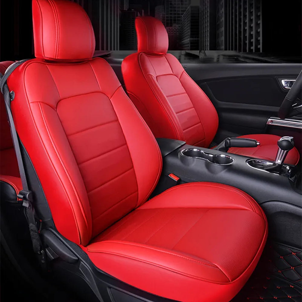 Custom Seat Cover for 2010-2015 Chevrolet Camaro Full Nappa and Genuine Leather - Tslaup