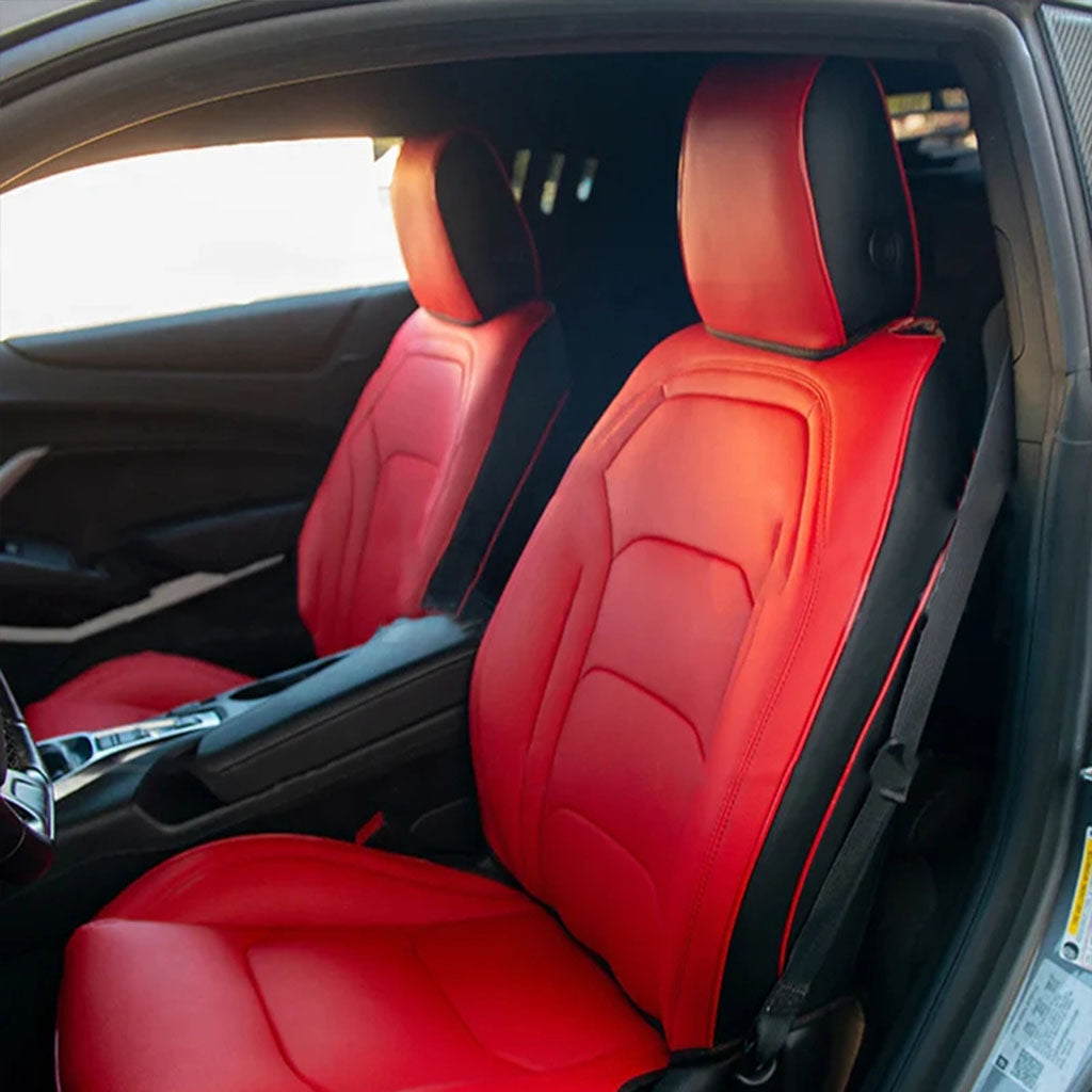 Custom Seat Cover for 2010-2015 Chevrolet Camaro Full Nappa and Genuine Leather - Tslaup