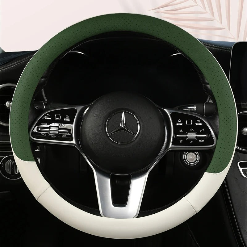 Car Anti-Slip Leather Steering Wheel Cover 38cm Type O D