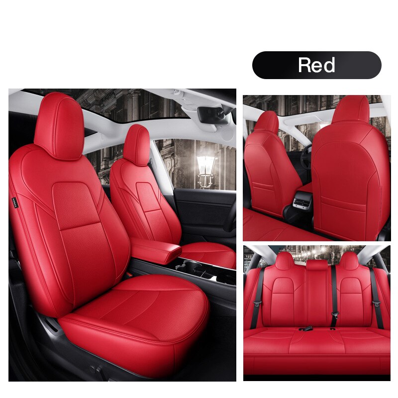 Custom Seat Covers for Tesla Model 3 Model Y 360 Degree Full Covered High Quality Leather Cushion - Tslaup