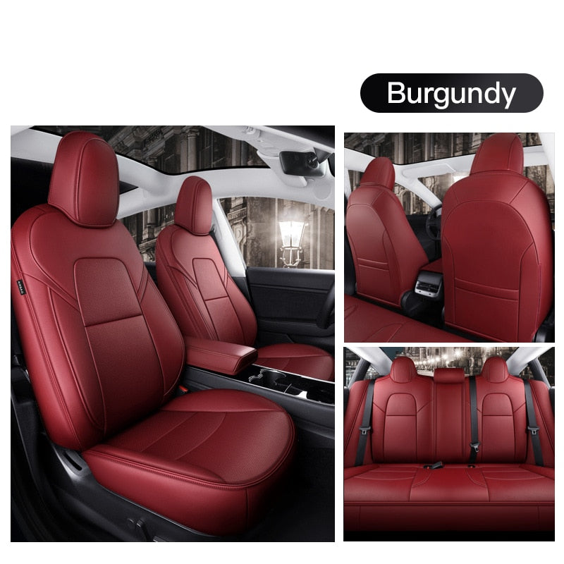 Custom Seat Covers for Tesla Model 3 Model Y 360 Degree Full Covered High Quality Leather Cushion - Tslaup