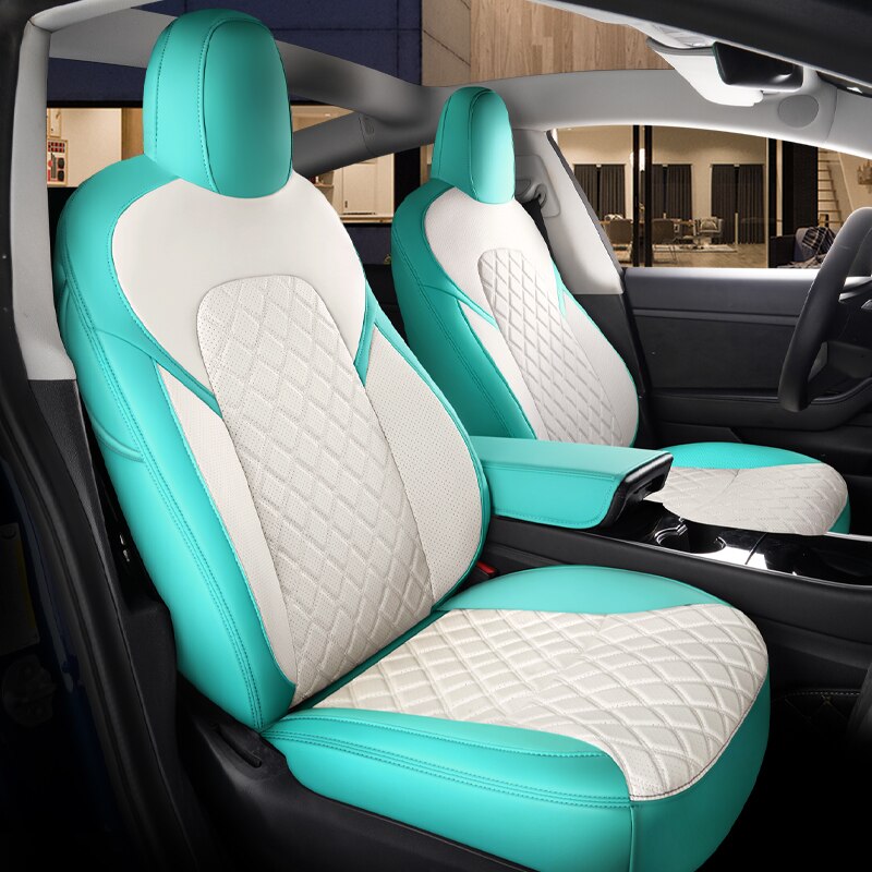 Custom Seat Covers for Tesla Model 3 Model Y 360 Degree Full Covered High Quality Leather Cushion - Tslaup
