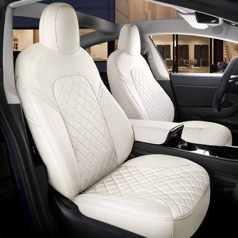 Custom Seat Covers for Tesla Model 3 Model Y 360 Degree Full Covered High Quality Leather Cushion - Tslaup