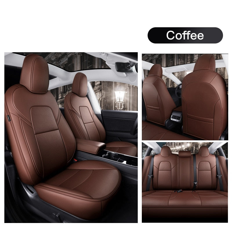 Custom Seat Covers for Tesla Model 3 Model Y 360 Degree Full Covered High Quality Leather Cushion - Tslaup