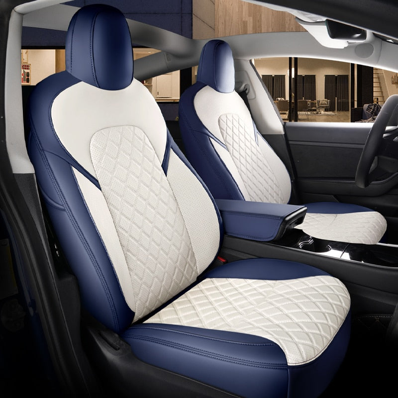 Custom Seat Covers for Tesla Model 3 Model Y 360 Degree Full Covered High Quality Leather Cushion - Tslaup