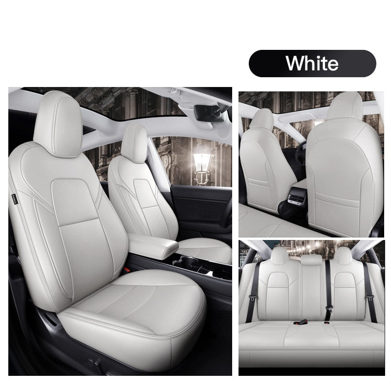 Custom Seat Covers for Tesla Model 3 Model Y 360 Degree Full Covered High Quality Leather Cushion - Tslaup