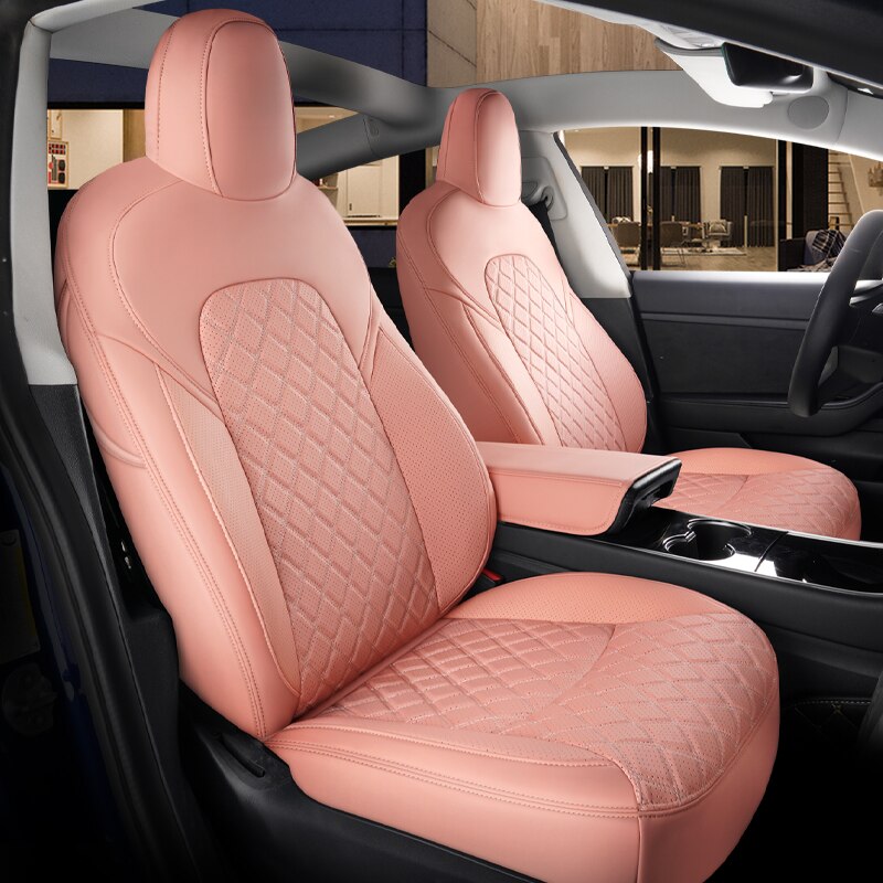 Custom Seat Covers for Tesla Model 3 Model Y 360 Degree Full Covered High Quality Leather Cushion - Tslaup