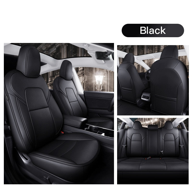 Custom Seat Covers for Tesla Model 3 Model Y 360 Degree Full Covered High Quality Leather Cushion - Tslaup