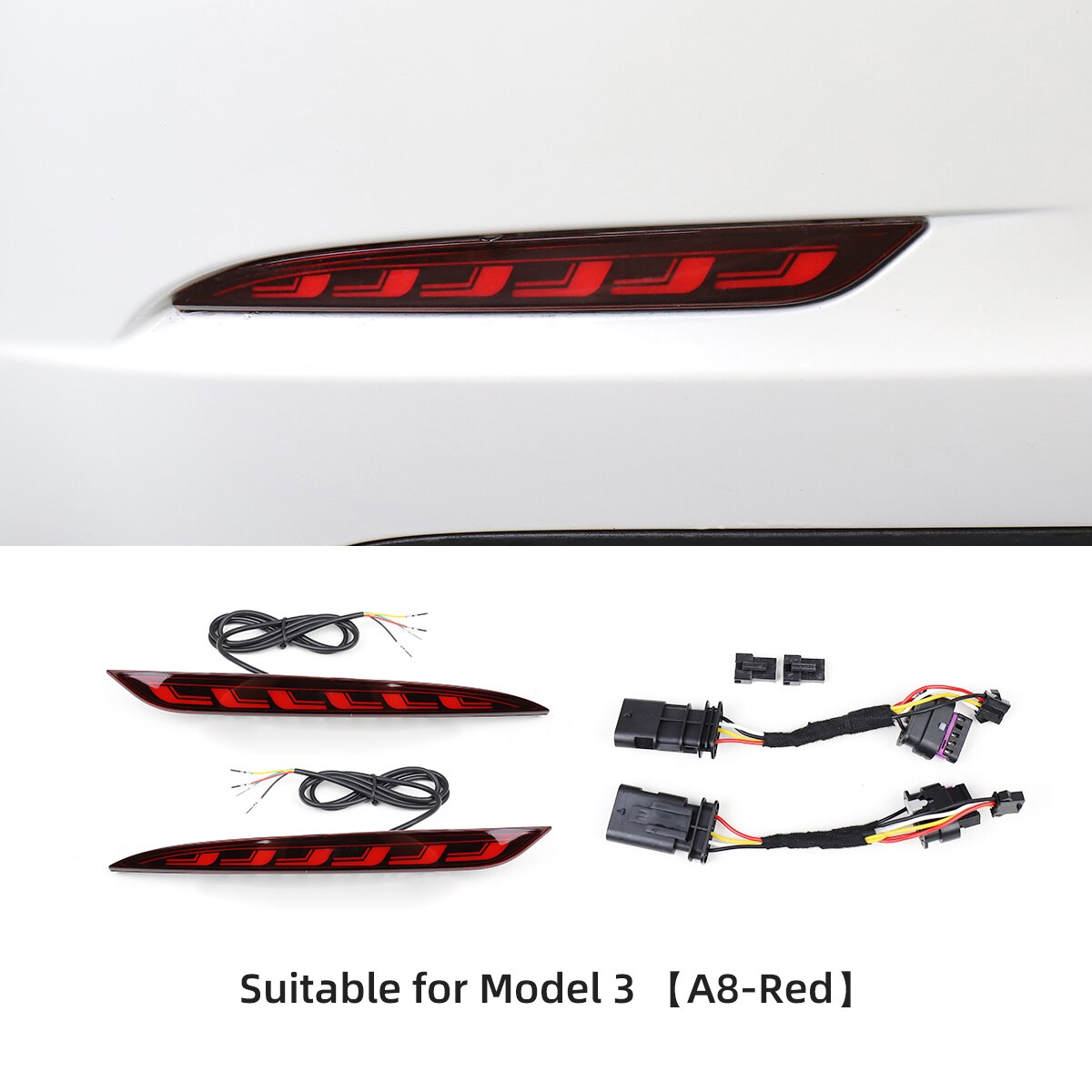 Tesla Model 3 Model Y 2022 Car Rear Bumper Light Running Turn Signal Indicators Lamp - Tslaup