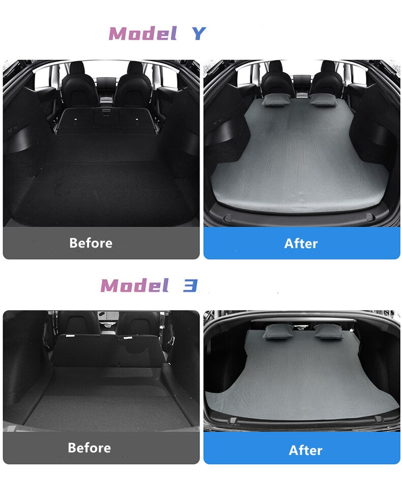 Model 3 Y Car Inflatable Surface Suede Mattress Travel Fold Bed Four Colors - Tslaup