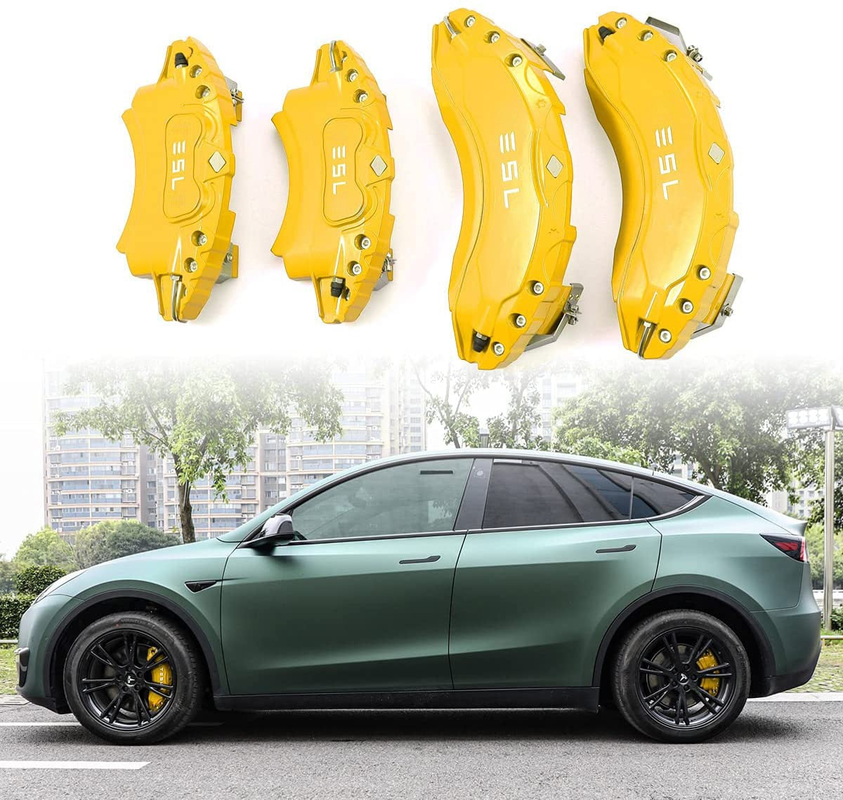 19" /20" Wheel Brake Caliper Cover for Tesla Model Y 2020-2023 Front Rear Aluminum Car Wheel Disc Brake Caliper Cover - Tslaup