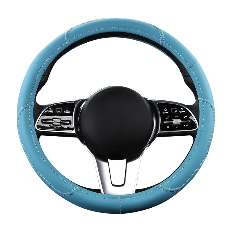 Car Anti-Slip Leather Steering Wheel Cover Protective Cover 38cm - Tslaup